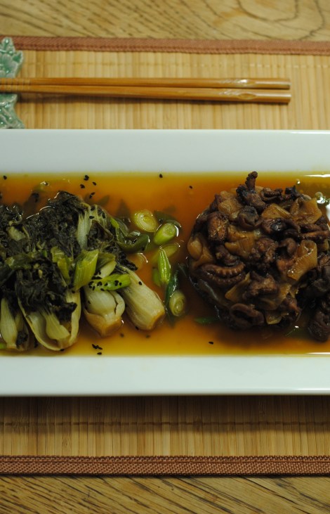 Braised Octopus and Choy Sum (gluten-free, soy-free, dairy-free, egg-free, nut-free, low-fat, low-carb) photo